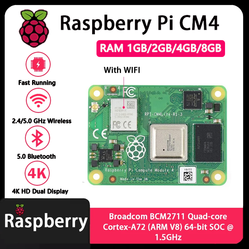 Raspberry Pi CM4 1GB/2GB/4GB/8 - Raspberry Pi Compute Module 4 8Gb 32Gb Emmc 评论和价格