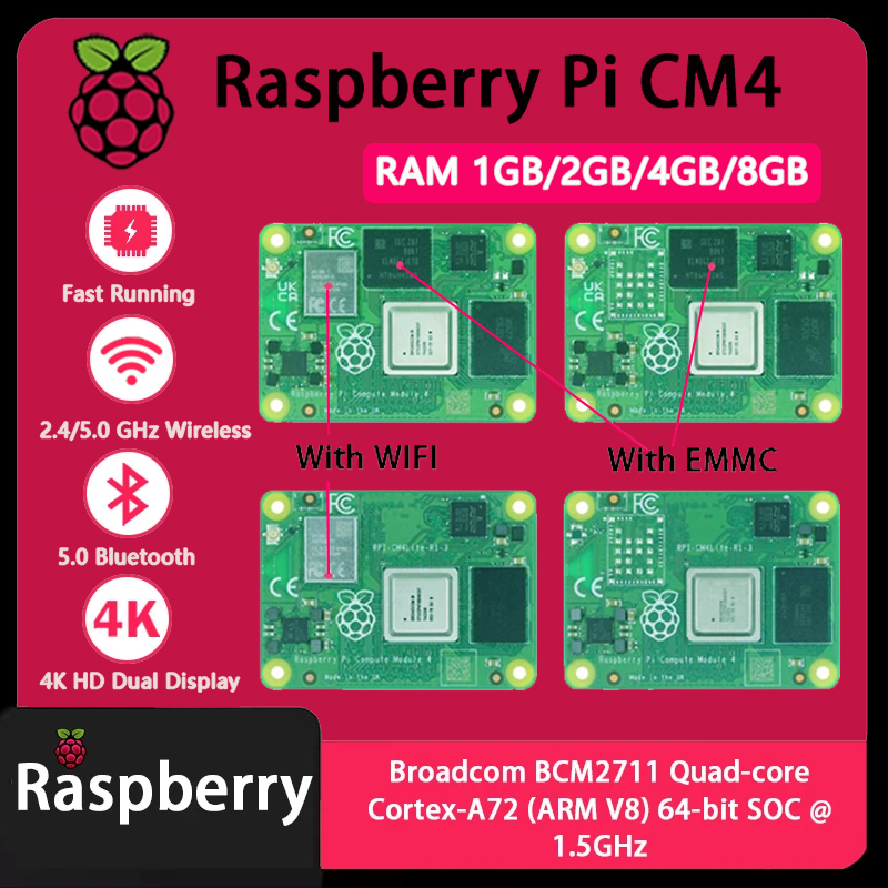 Raspberry Pi CM4 1GB/2GB/4GB/8 - Raspberry Pi Compute Module 4 8Gb 32Gb Emmc 评论和价格