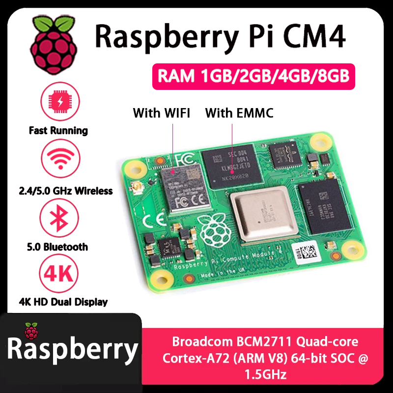 Raspberry Pi CM4 1GB/2GB/4GB/8 - Raspberry Pi Compute Module 4 8Gb 32Gb Emmc 评论和价格